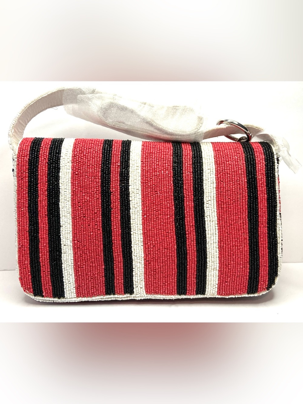 Beaded Polka Dot Shoulder Bag in Black, White & Red w 5 random free  gift items - Picture 6 of 10